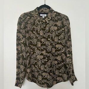 & Other Stories Olive Green Patterned Button Up